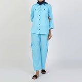 Women’s Blue Western Co-Ord Set – Full Sleeves Cambric Suit, Women Co-Ord Set, Chase Value, Chase Value