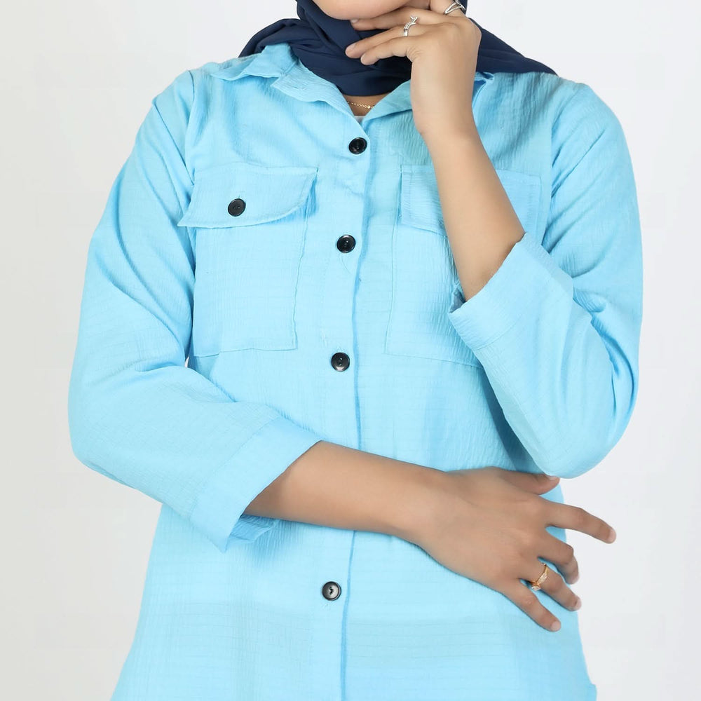 Women’s Blue Western Co-Ord Set – Full Sleeves Cambric Suit, Women Co-Ord Set, Chase Value, Chase Value