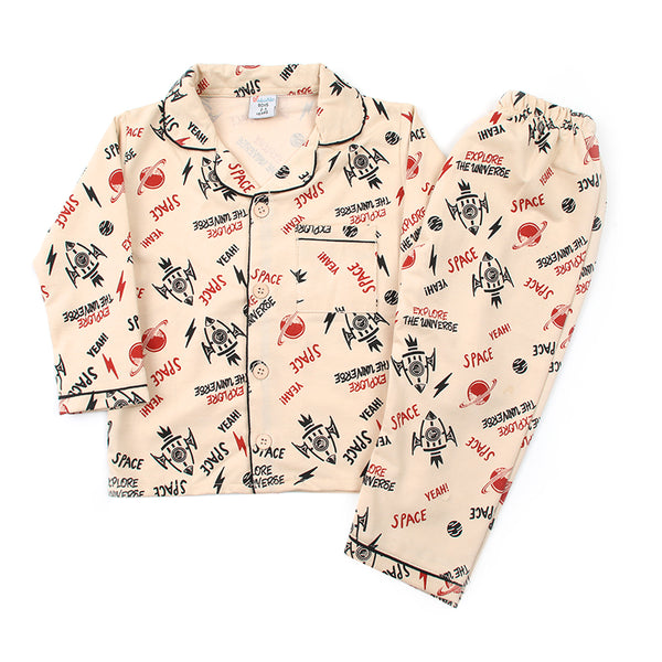 Boys Full Sleeves Night suit - Fawn