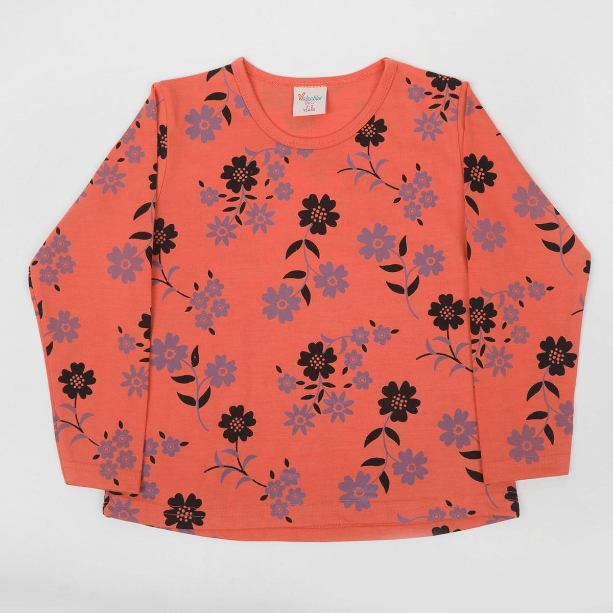 Girls Full Sleeves T-Shirt - Peach, Girls T-Shirts, Chase Value, Chase Value