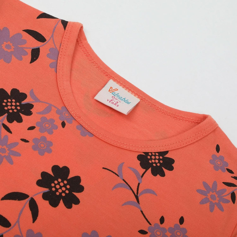 Girls Full Sleeves T-Shirt - Peach, Girls T-Shirts, Chase Value, Chase Value