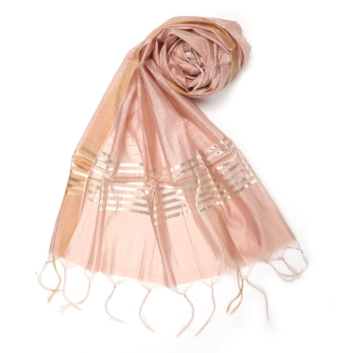 Women's Yarn Dyed Lichi Dupatta - Pink, Women Dupatta, Chase Value, Chase Value