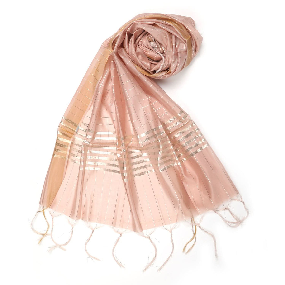 Women's Yarn Dyed Lichi Dupatta - Pink, Women Dupatta, Chase Value, Chase Value
