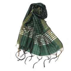 Women's Yarn Dyed Lichi Dupatta - Green