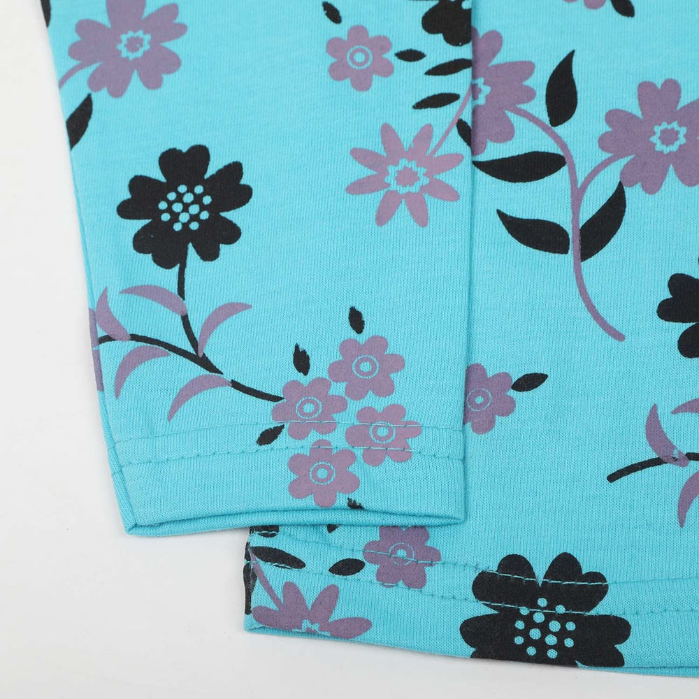 Girls Full Sleeves T-Shirt - Cyan, Girls T-Shirts, Chase Value, Chase Value