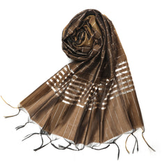 Women's Yarn Dyed Lichi Dupatta - Brown