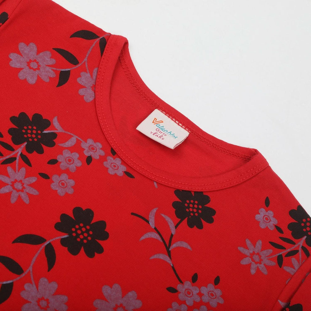 Girls Full Sleeves T-Shirt - Red, Girls T-Shirts, Chase Value, Chase Value