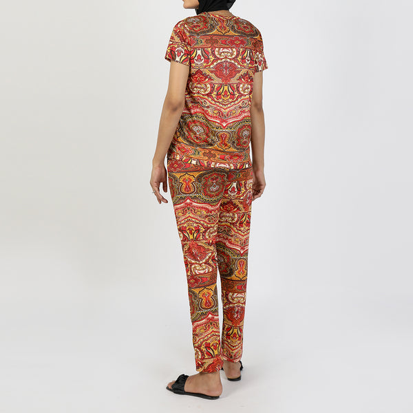 Women's Printed Half Sleeves Suit - Multi Color