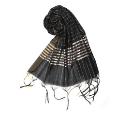 Women's Yarn Dyed Lichi Dupatta - Black