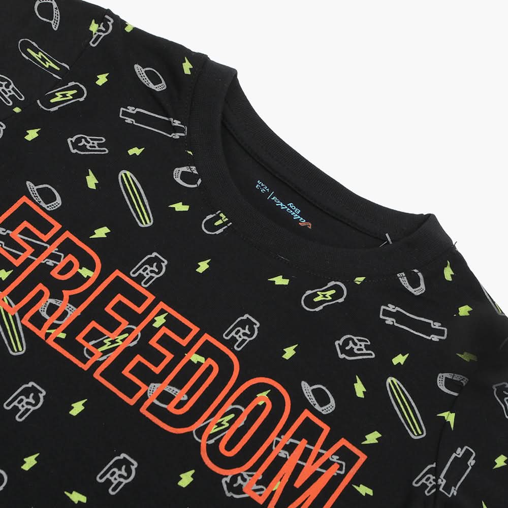 Boys Printed Half Sleeves T-Shirt - Black, Boys T-Shirts, Chase Value, Chase Value
