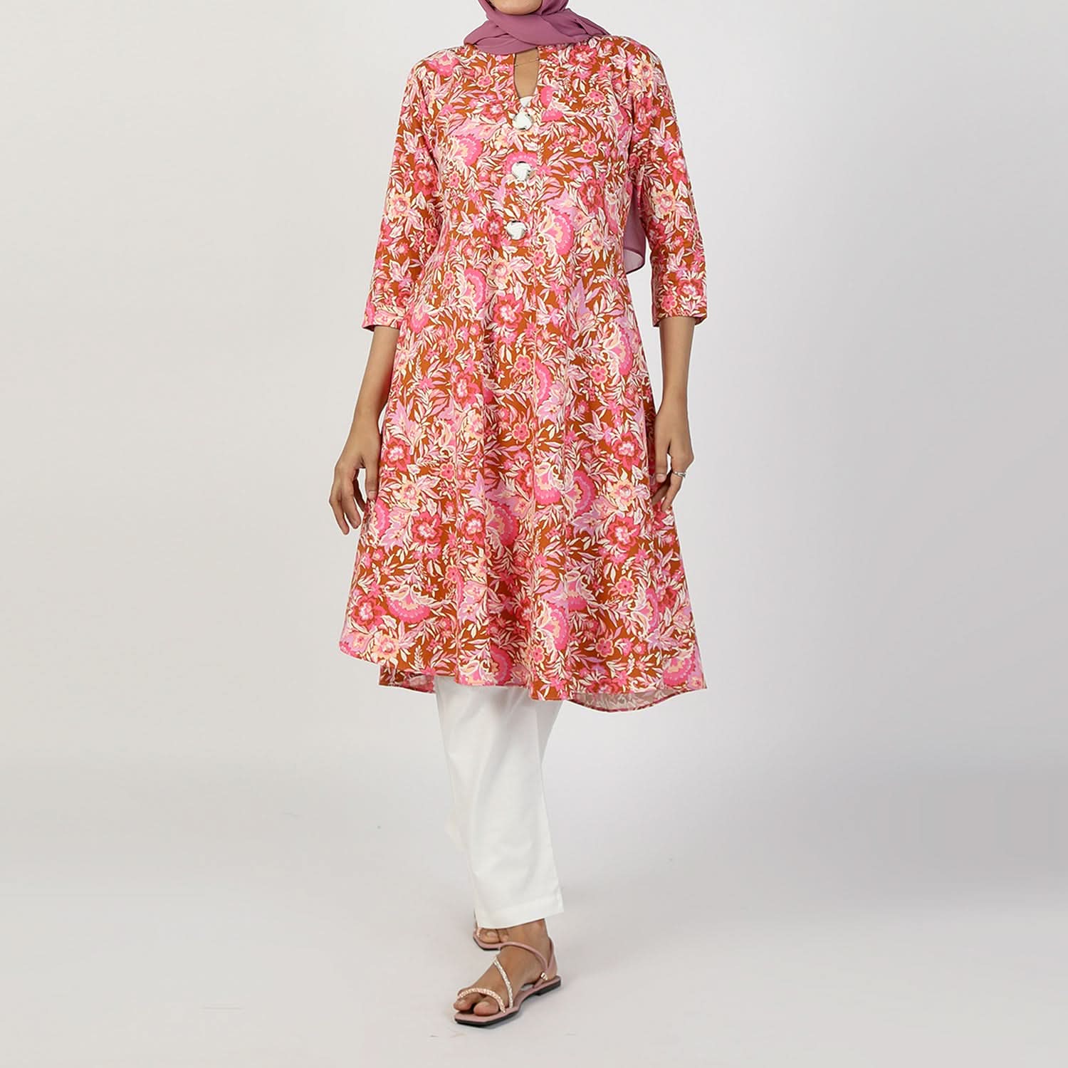 Women's Jalpari Printed Kurti - Tea Pink, Women Ready Kurtis, Chase Value, Chase Value