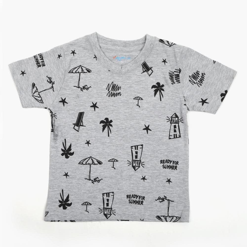 Boys Printed Half Sleeves T-Shirt - Grey, Boys T-Shirts, Chase Value, Chase Value