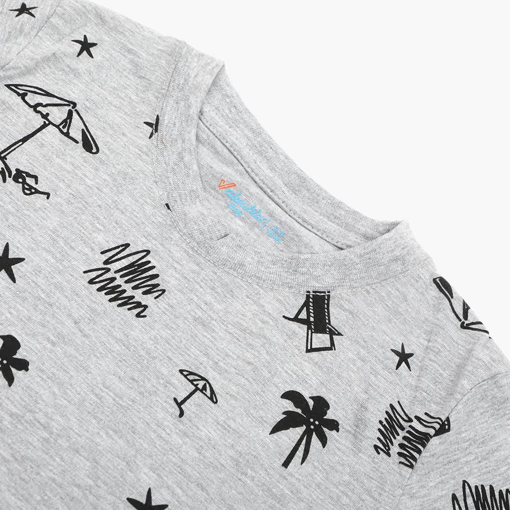 Boys Printed Half Sleeves T-Shirt - Grey, Boys T-Shirts, Chase Value, Chase Value