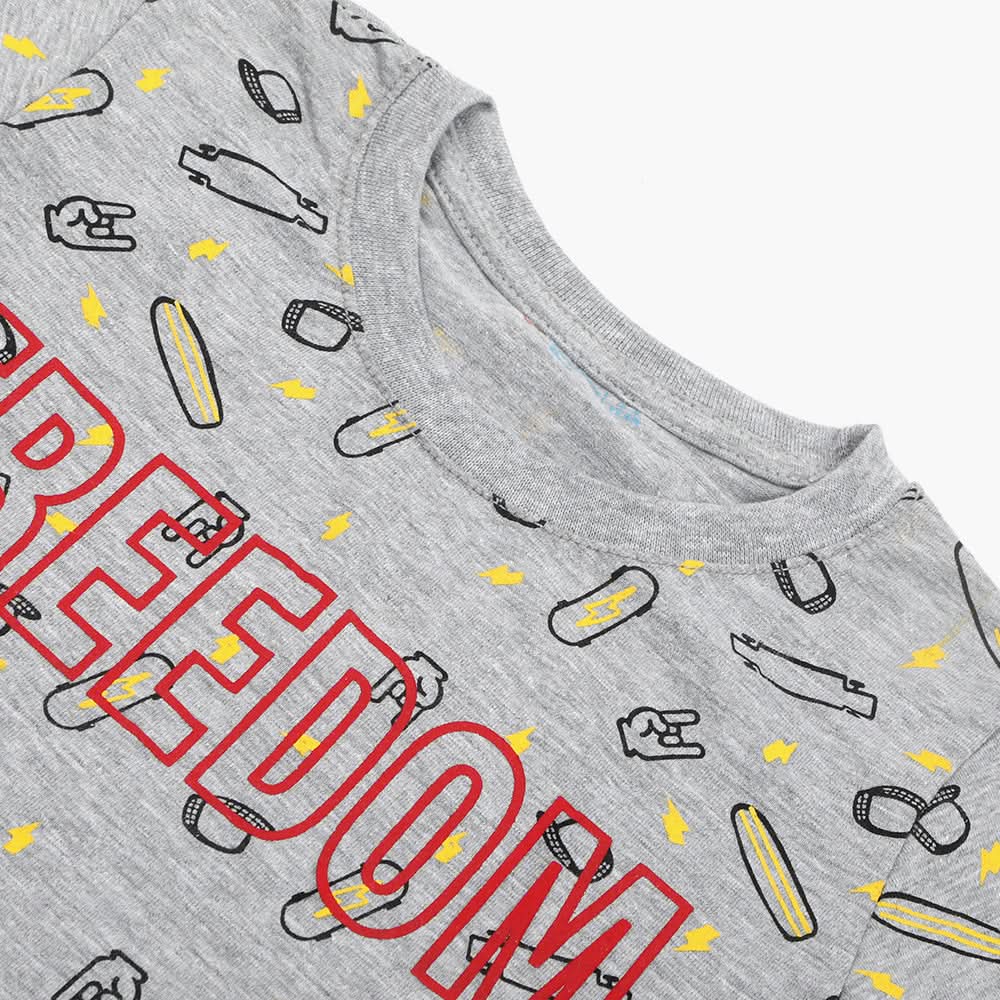 Boys Printed Half Sleeves T-Shirt - Grey, Boys T-Shirts, Chase Value, Chase Value