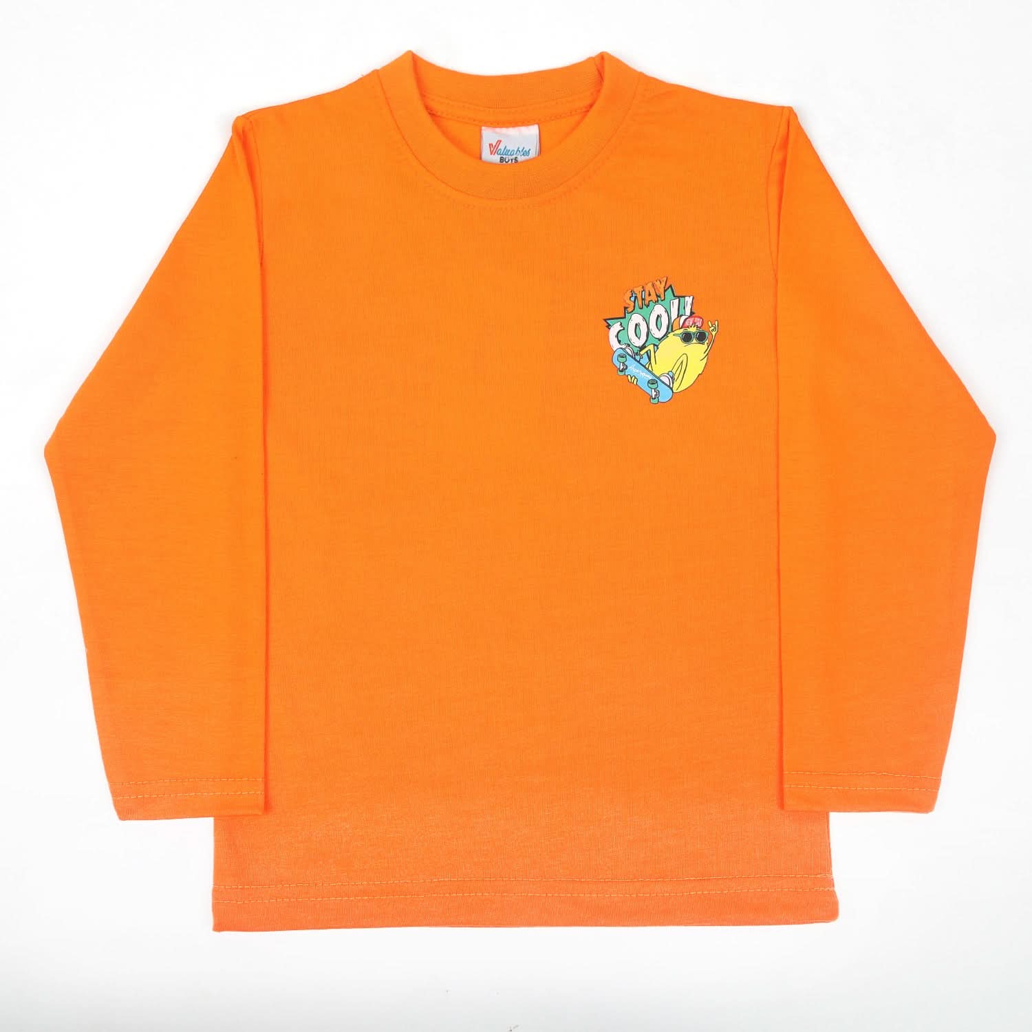 Boys Full Sleeves T-Shirt - Orange, Boys T-Shirts, Chase Value, Chase Value