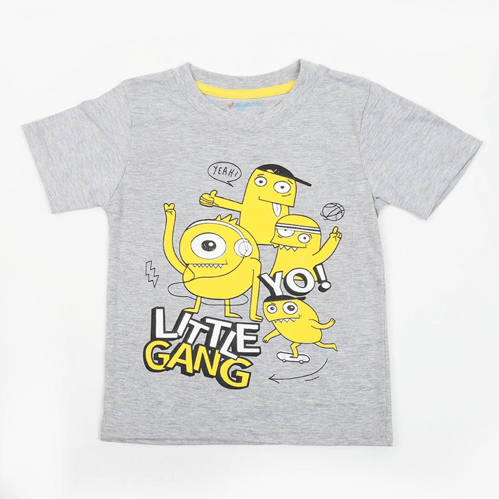 Boys Printed Half Sleeves T-Shirt - Grey, Boys T-Shirts, Chase Value, Chase Value