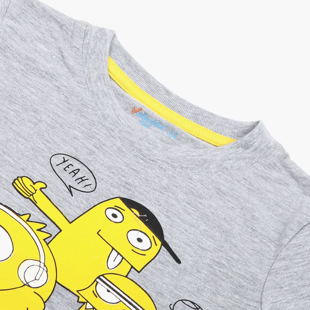 Boys Printed Half Sleeves T-Shirt - Grey, Boys T-Shirts, Chase Value, Chase Value