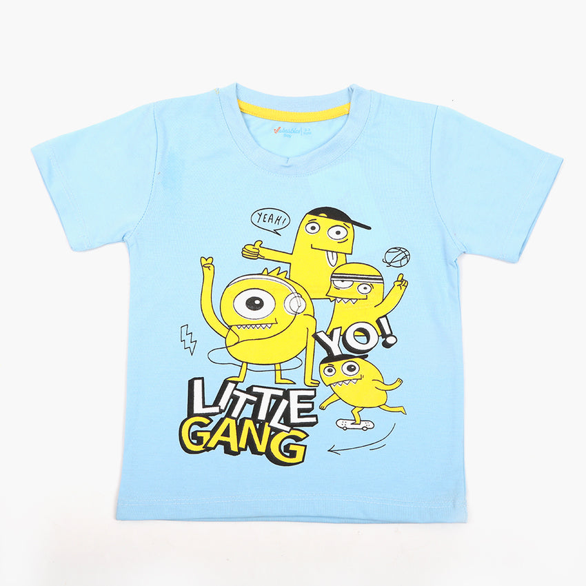 Boys Printed Half Sleeves T-Shirt - Sky Blue