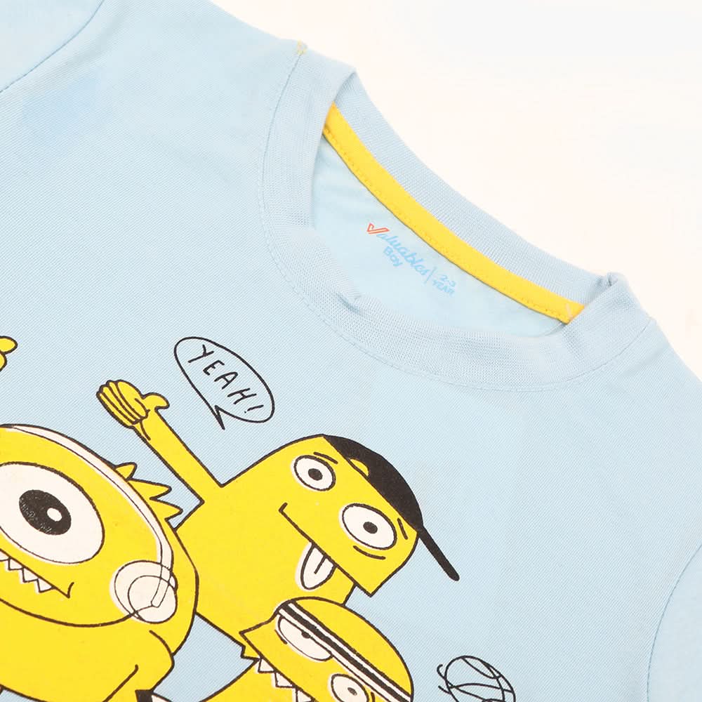 Boys Printed Half Sleeves T-Shirt - Sky Blue, Boys T-Shirts, Chase Value, Chase Value