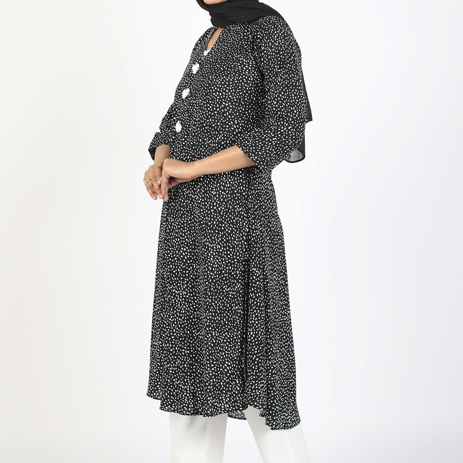 Women's Jalpari Printed Kurti - Black, Women Ready Kurtis, Chase Value, Chase Value