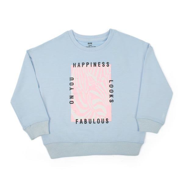 Girls Full Sleeves Sweat Shirt - Light Blue