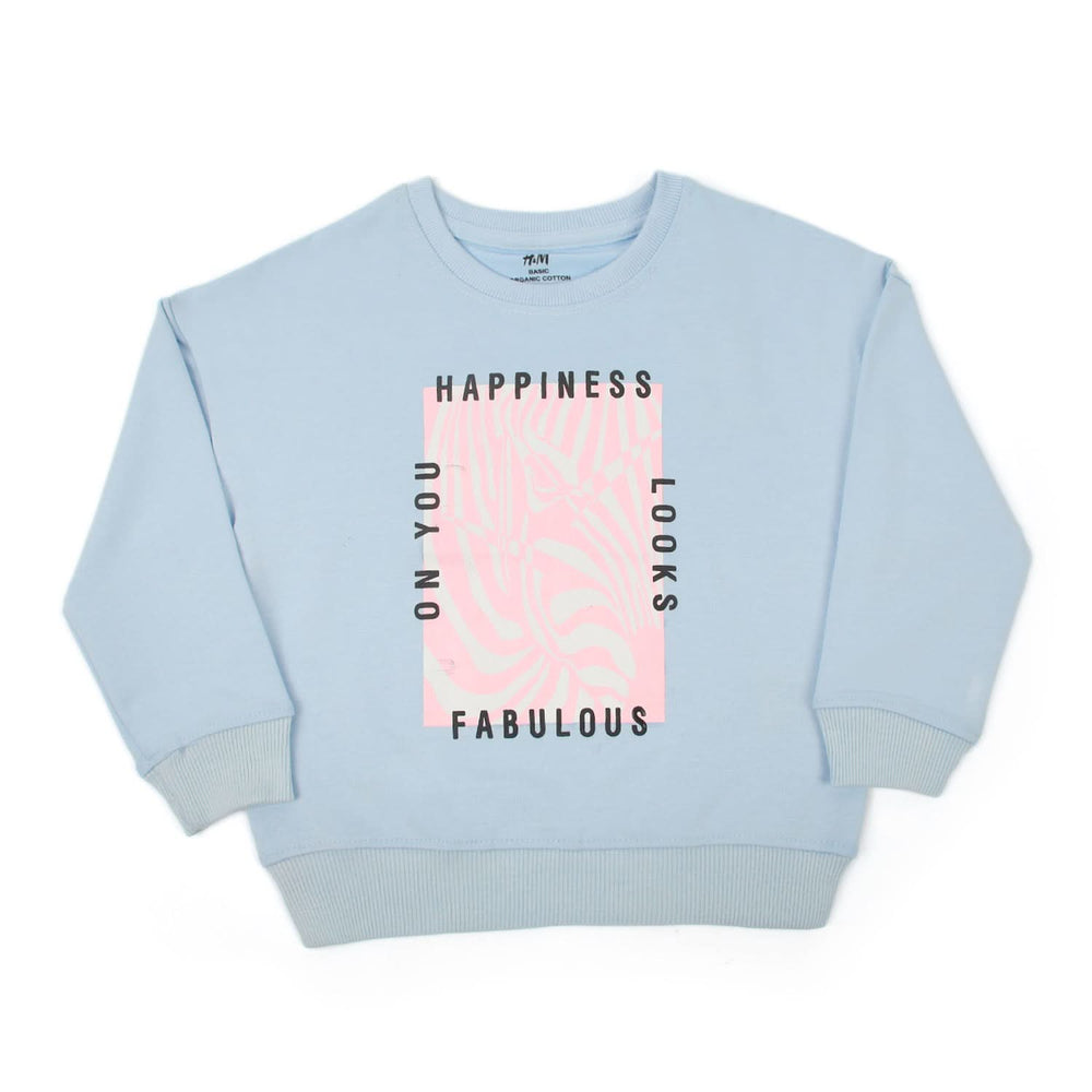 Girls Full Sleeves Sweat Shirt - Light Blue, Girls Hoodies & Sweat Shirts, Chase Value, Chase Value