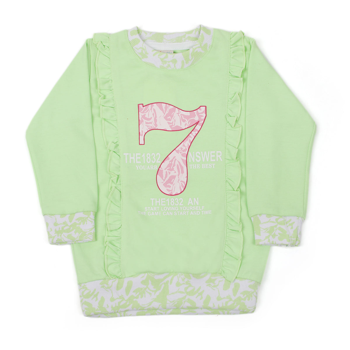 Girls Full Sleeves Sweat Shirt - Light Green, Girls Hoodies & Sweat Shirts, Chase Value, Chase Value