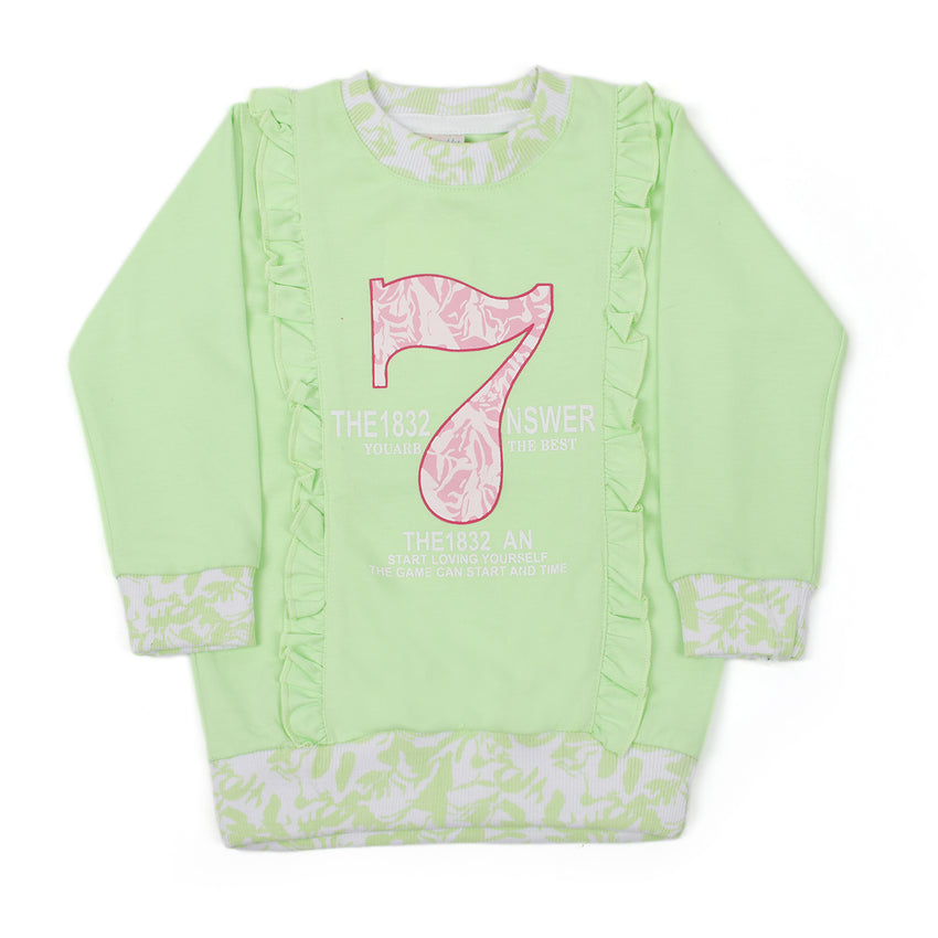 Girls Full Sleeves Sweat Shirt - Light Green