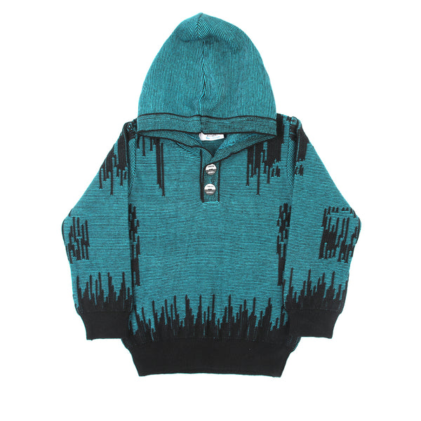 Eminent Boys Full Sleeves Hoodie Sweater - Turquoise & Black