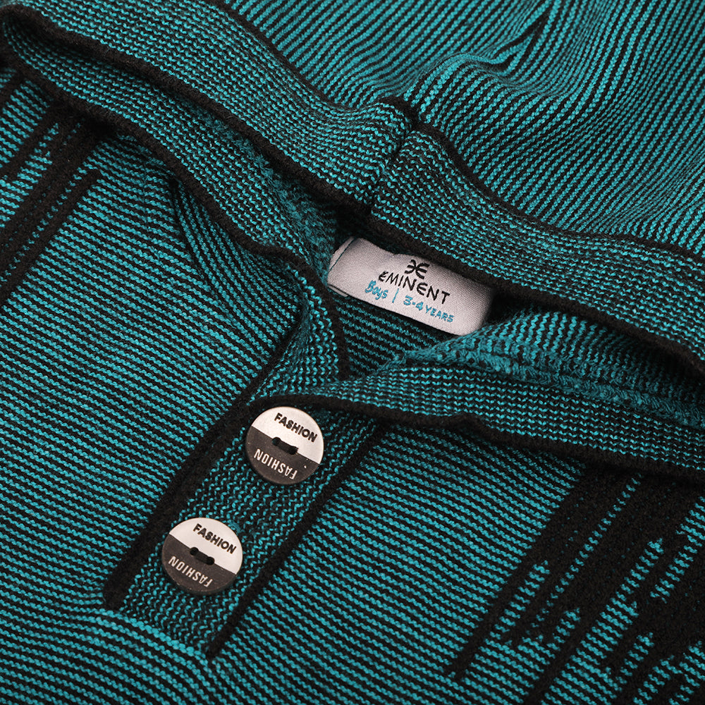 Eminent Boys Full Sleeves Hoodie Sweater - Turquoise & Black, Boys Sweaters, Eminent, Chase Value