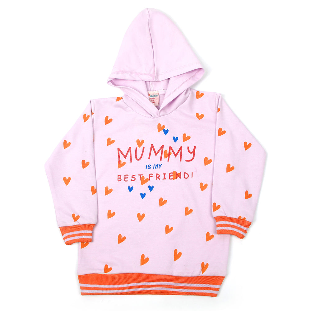 Girls Full Sleeves Hoodie T-Shirt - Light Purple, Girls Hoodies & Sweat Shirts, Chase Value, Chase Value