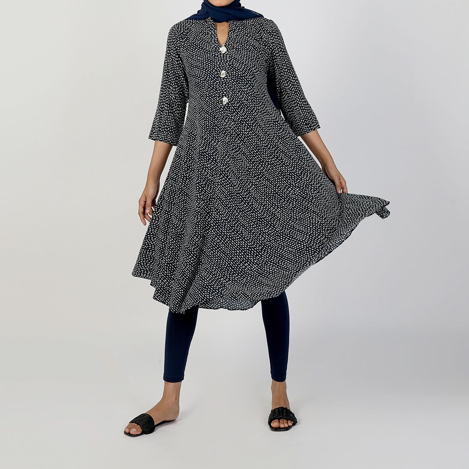 Women's Jalpari Printed Kurti - Navy Blue, Women Ready Kurtis, Chase Value, Chase Value