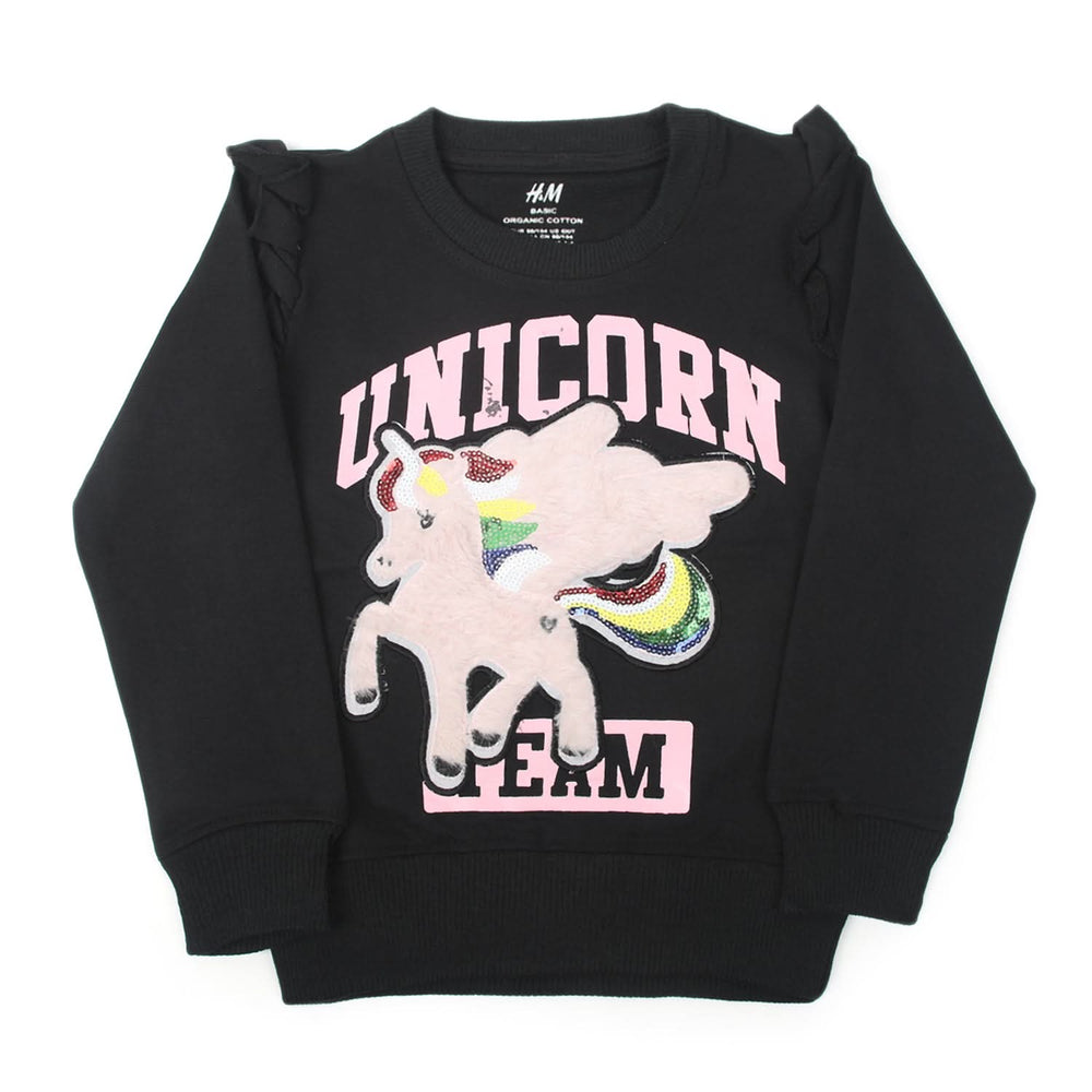 Girls Full Sleeves Sweat Shirt - Black, Girls Hoodies & Sweat Shirts, Chase Value, Chase Value