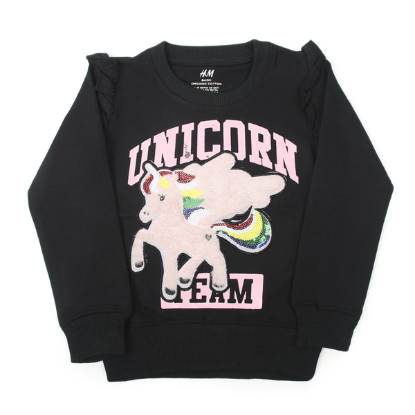 Girls Full Sleeves Sweat Shirt - Black