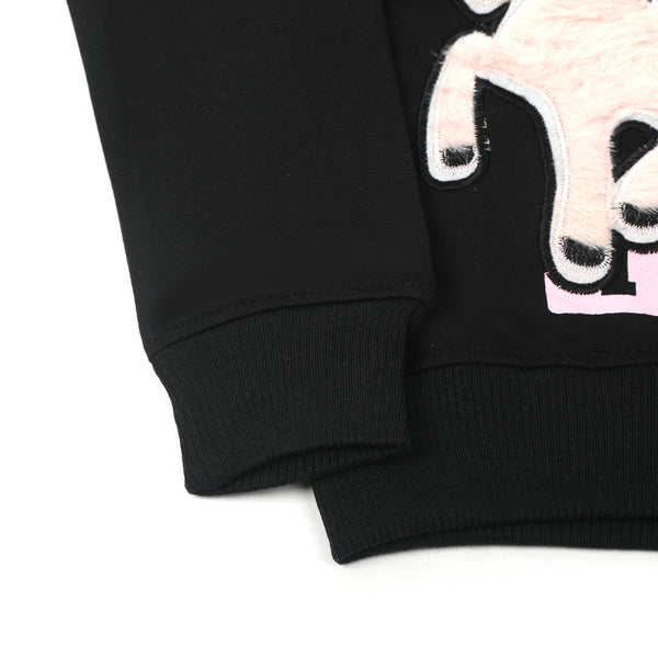 Girls Full Sleeves Sweat Shirt - Black