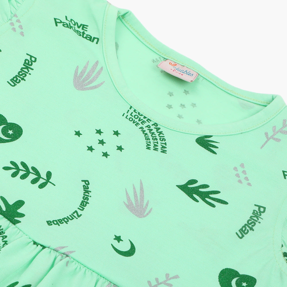 Girls Independence Day Frock - Green, Girls Frocks, Chase Value, Chase Value