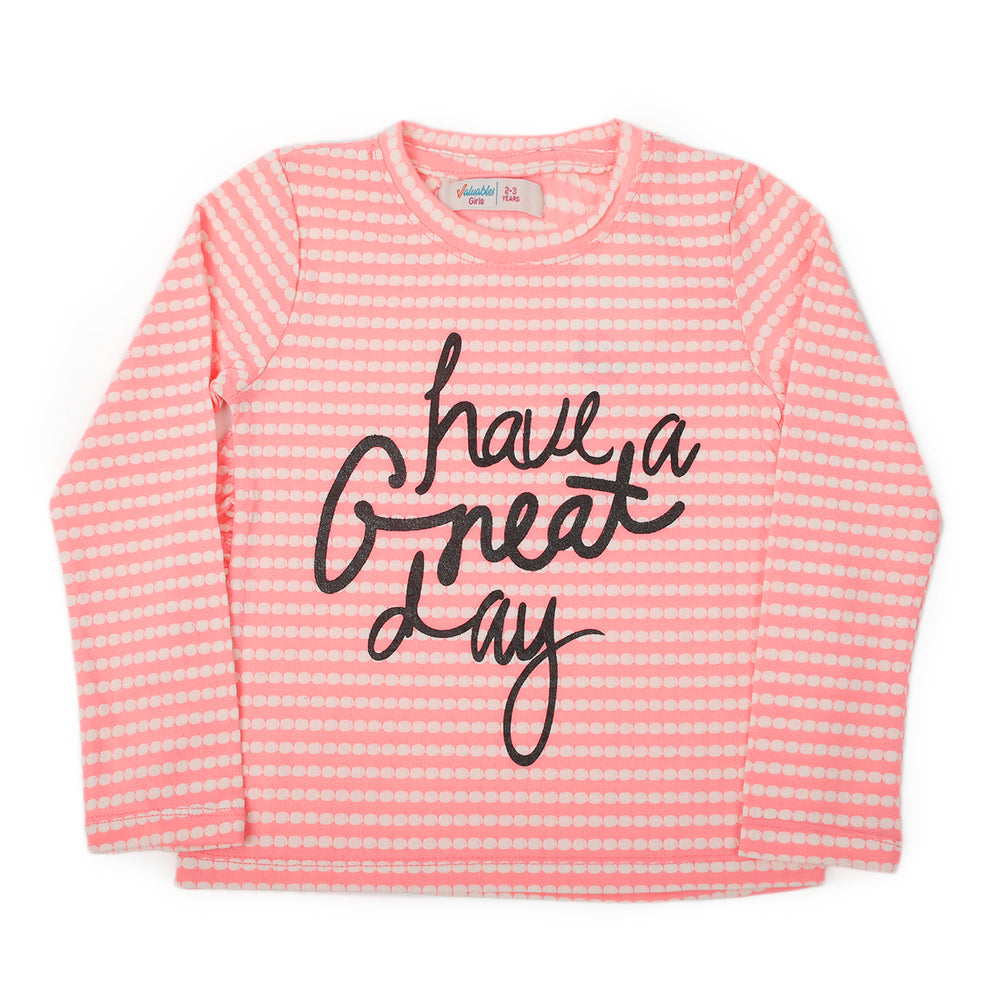Girls Full Sleeves T-Shirt - Pink, Girls T-Shirts, Chase Value, Chase Value