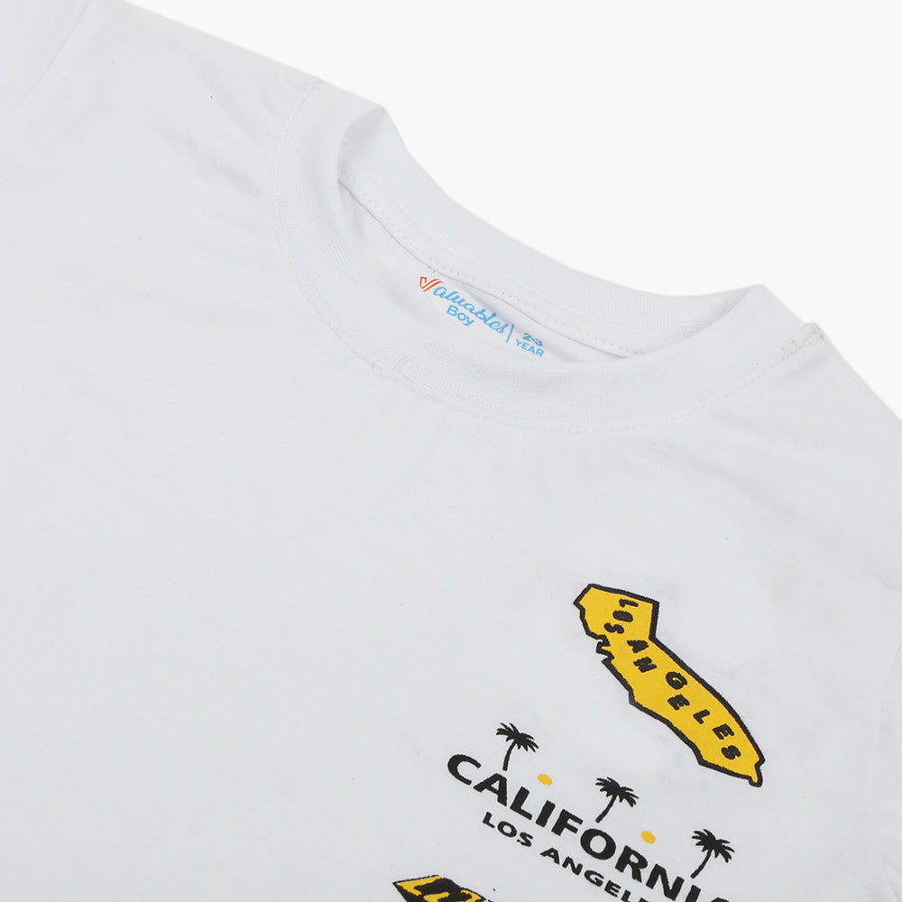 Boys Printed Half Sleeves T-Shirt - White, Boys T-Shirts, Chase Value, Chase Value