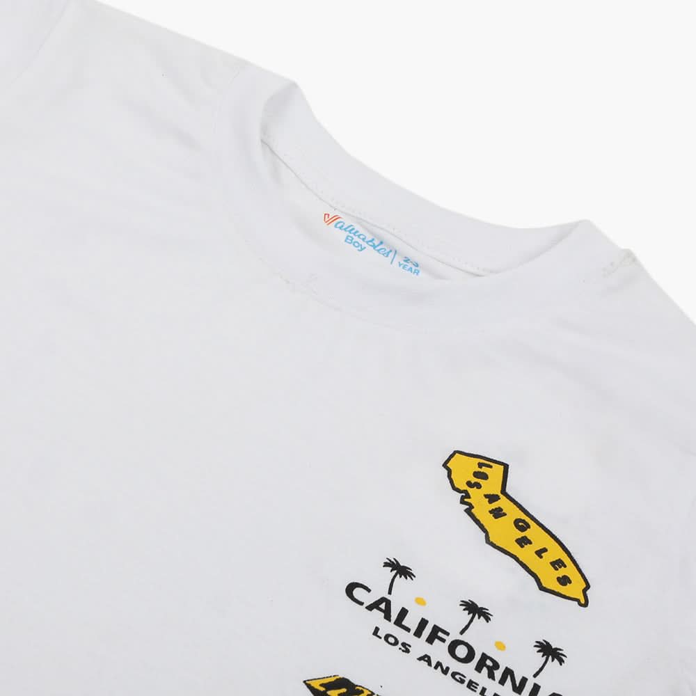Boys Printed Half Sleeves T-Shirt - White, Boys T-Shirts, Chase Value, Chase Value