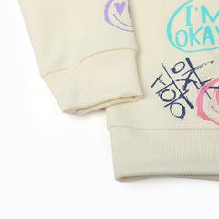 Girls Full Sleeves Sweat Shirt - Cream