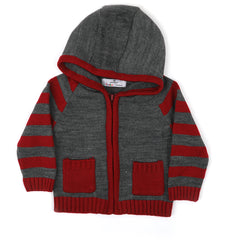 Eminent Newborn Boys Sweater - Charcoal & Red