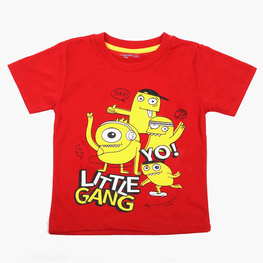 Boys Printed Half Sleeves T-Shirt - Red, Boys T-Shirts, Chase Value, Chase Value