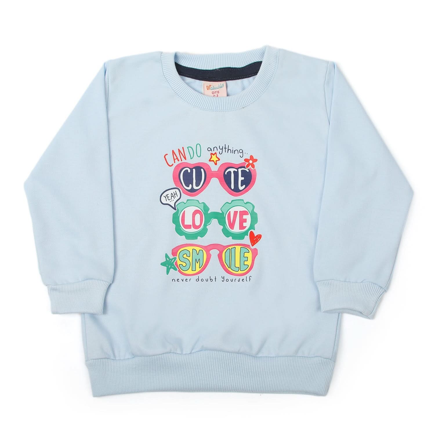 Girls Full Sleeves Sweat Shirt - Blue, Girls Hoodies & Sweat Shirts, Chase Value, Chase Value