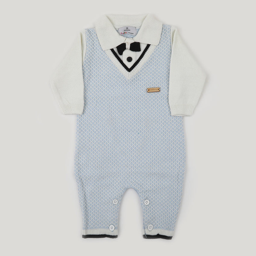 Newborn Boys Rompers - Light Blue & White