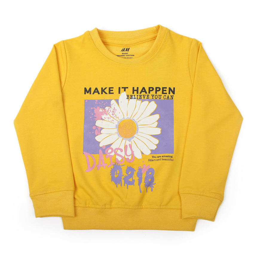 Girls Full Sleeves Sweat Shirt - Yellow