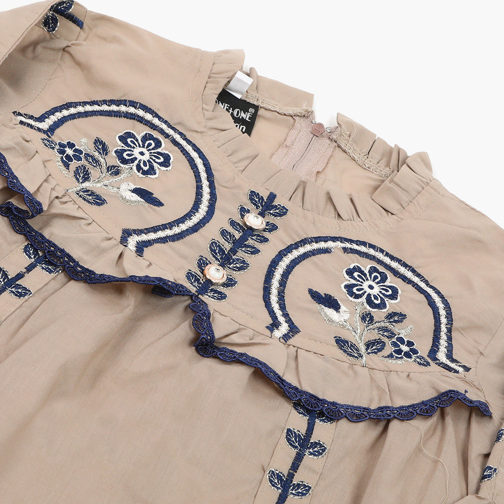 Girls Emborided Shalwar Suit - Light Brown, Girls Shalwar Kameez, Chase Value, Chase Value