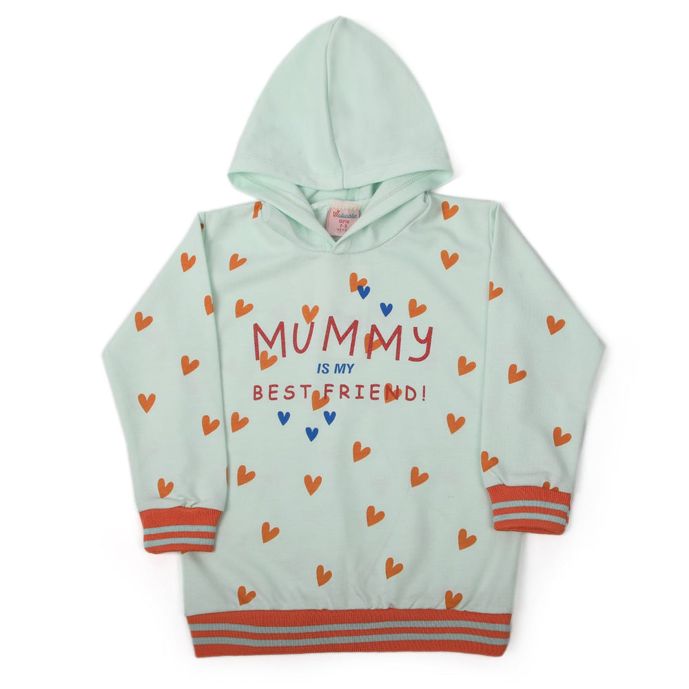 Girls Full Sleeves Hoodie T-Shirt - Cyan, Girls Hoodies & Sweat Shirts, Chase Value, Chase Value