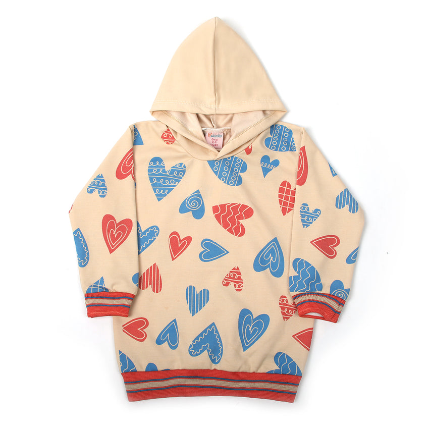 Girls Full Sleeves Hoodie T-Shirt - Fawn