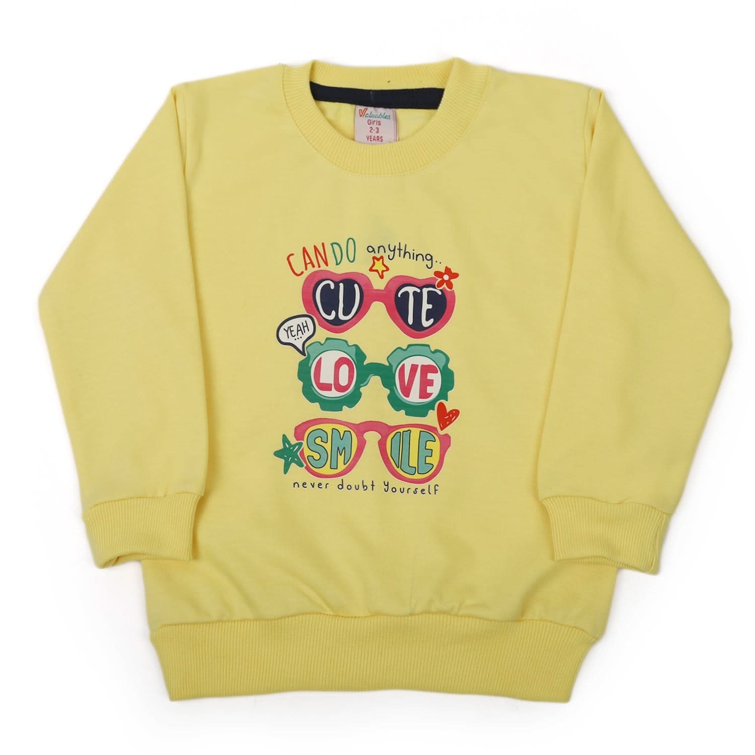 Girls Full Sleeves Sweat Shirt - Yellow, Girls Hoodies & Sweat Shirts, Chase Value, Chase Value