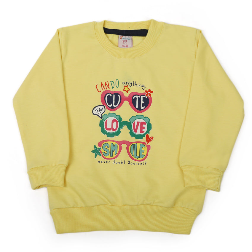 Girls Full Sleeves Sweat Shirt - Yellow